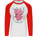 Love Makes Everything Grow Valentines Day Mens L/S Baseball T-Shirt White/Red