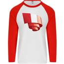 Curled Peru Flag Peruvian Day Football Mens L/S Baseball T-Shirt White/Red