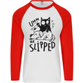 He Slipped A Cat Murdering a Dog Funny Mens L/S Baseball T-Shirt White/Red