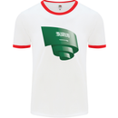Curled Saudi Arabia Flag Arabian Day Football Mens Ringer T-Shirt White/Red