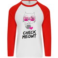 Check Meowt Mens L/S Baseball T-Shirt White/Red