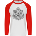Anchor Skull Sailor Sailing Captain Pirate Ship Mens L/S Baseball T-Shirt White/Red