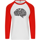 Common Sense Funny Sarcasm Brain Slogan Mens L/S Baseball T-Shirt White/Red