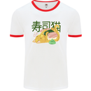 Sushi Cat Mens Ringer T-Shirt White/Red
