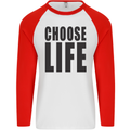 Choose Life Fancy Dress Outfit Costume Mens L/S Baseball T-Shirt White/Red