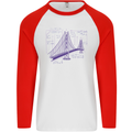 Bridge Equation Physics Maths Geek Mens L/S Baseball T-Shirt White/Red