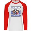 Baby Pregnancy Expecting Dad Mum to Be Mens L/S Baseball T-Shirt White/Red