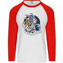 Space Bunny Funny Astronaut Space Rabbit Mens L/S Baseball T-Shirt White/Red