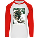 Save Nature Environment Climate Change Life Mens L/S Baseball T-Shirt White/Red