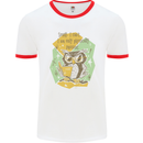 Funny Book Reading Owl Bookworm Books Mens Ringer T-Shirt White/Red