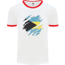 Torn Bahamas Flag Bahamians Day Football Mens Ringer T-Shirt White/Red