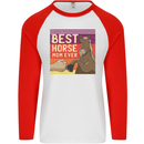 Equestrian Best Horse Mom Ever Funny Mens L/S Baseball T-Shirt White/Red
