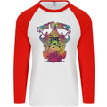 Psytrance Psychedelic Trance Music Psy Mens L/S Baseball T-Shirt White/Red