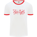 Christmas ECG Xmas Heartbeat Love Heart Mens Ringer T-Shirt White/Red