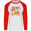 HO HO No Funny Lazy Christmas Bah Humbug Xmas Mens L/S Baseball T-Shirt White/Red