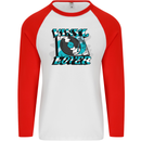 Vinyl Records Lover Decks Turntable DJ Mens L/S Baseball T-Shirt White/Red