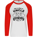An Uncle Nob Head Looks Like Uncle's Day Mens L/S Baseball T-Shirt White/Red