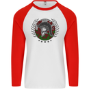 Welsh Bodybuilding Flag Gym Training Wales Mens L/S Baseball T-Shirt White/Red