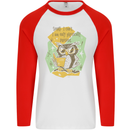 Funny Book Reading Owl Bookworm Books Mens L/S Baseball T-Shirt White/Red