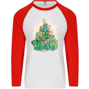 Christmas Dinosaur Xmas Tree T-Rex Funny Mens L/S Baseball T-Shirt White/Red