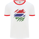 Torn Gambia Flag Gambian Day Football Mens Ringer T-Shirt White/Red
