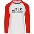 Evolution of a Cricketer Cricket Funny Mens L/S Baseball T-Shirt White/Red