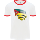 Curled Mozambique Flag Mozambican Day Football Mens Ringer T-Shirt White/Red
