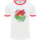 Torn Burkina Faso Flag Day Football Mens Ringer T-Shirt White/Red