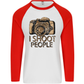 Photography I Shoot People Photographer Mens L/S Baseball T-Shirt White/Red
