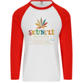 Skuncle Uncle That Smokes Weed Funny Drugs Mens L/S Baseball T-Shirt White/Red