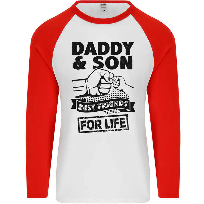 Daddy & Son Best Friends Father's Day Mens L/S Baseball T-Shirt White/Red