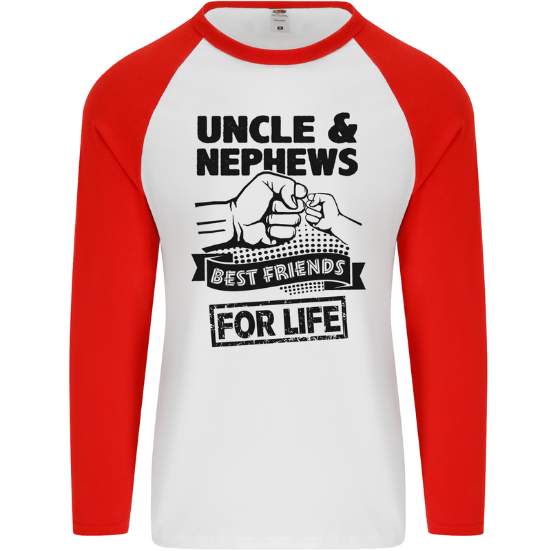 Uncle & Nephews Best Friends Day Funny Mens L/S Baseball T-Shirt White/Red