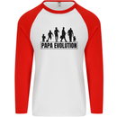 Papa Evolution Fathers Day Mens L/S Baseball T-Shirt White/Red