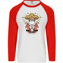 Christmas Praying Santa Christian Christianity God Mens L/S Baseball T-Shirt White/Red