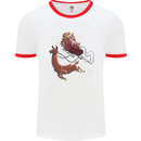 Santa & Llama Funny Christmas Sleigh Xmas Mens Ringer T-Shirt White/Red