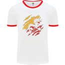 Torn Bhutan Flag Bhutanese Day Football Mens Ringer T-Shirt White/Red