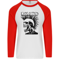 Exploited Punk Rock Skull Skinhead Mohican Mens L/S Baseball T-Shirt White/Red