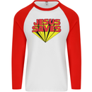 Jesus Saves Funny Christian Mens L/S Baseball T-Shirt White/Red