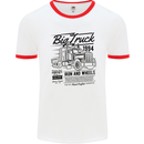 HGV Driver Big Truck Lorry Mens Ringer T-Shirt White/Red