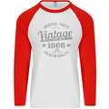 Vintage Year 57th Birthday 1966 Mens L/S Baseball T-Shirt White/Red