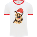 Christmas German Shepherd Dog Xmas Alsatian Mens Ringer T-Shirt White/Red