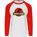 Offline Funny Gamer Gaming Mens L/S Baseball T-Shirt White/Red