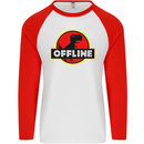 Offline Funny Gamer Gaming Mens L/S Baseball T-Shirt White/Red