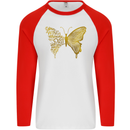Butterfly Inspirational Quote Rhopalocera Mens L/S Baseball T-Shirt White/Red