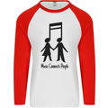 Music Connects Funny Valentines Day Mens L/S Baseball T-Shirt White/Red