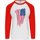 USA Stars & Stripes Flag July 4th America Mens L/S Baseball T-Shirt White/Red