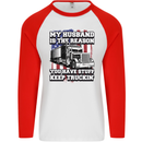 Truck Driver Funny USA Flag Lorry Driver Mens L/S Baseball T-Shirt White/Red