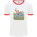A Christmas Rhino With Santa Xmas Mens Ringer T-Shirt White/Red
