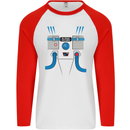 Astronaut Fancy Dress Costume Mens L/S Baseball T-Shirt White/Red