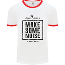 Keep Calm & Make Some Noise Rock n Roll Mens Ringer T-Shirt White/Red